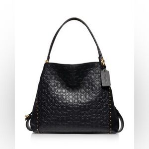 coach edie 31 signature embossed leather shoulder bag